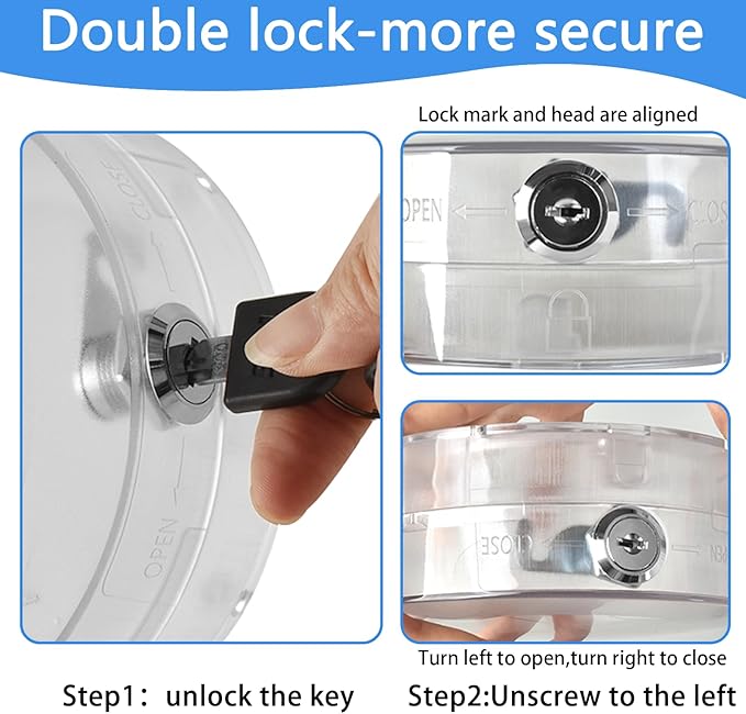 2 PC Round Baby Safety Thermostat Lock Case with Key,Thermostat Cover Universal Lock Case Clear Wall Guard Fits Round Nest Thermostat(3.5x3.5x1.9 in) or Smaller