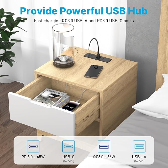 CCCEI 6 Outlets Dual Side Recessed Power Strip with 45W USB C Port, Furniture Flush Mount, Under Desk, Desk Top Multiple Outlet, Hidden Charging Station for Conference Table, Nightstand, Black. 10FT.