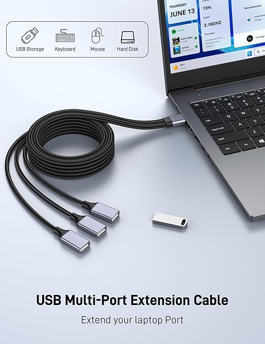 KAYQINHO USB Y Splitter, 3.3FT USB A Male to 3 Female Extension Cable, USB Splitter 1 in 3 Out Support Charging and Data Transfer for Printer/Keyboard/Flash Drive/PlayStation/Laptop/LED Etc.