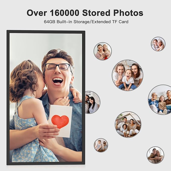 32-Inch FHD 64GB Extra Large Digital Picture Frame - 1920x1080 IPS 1080P Digital Photo Frame, Remote Control, Sync Smartphone Screen, Share Photos Videos via App Email, for Mom Dad