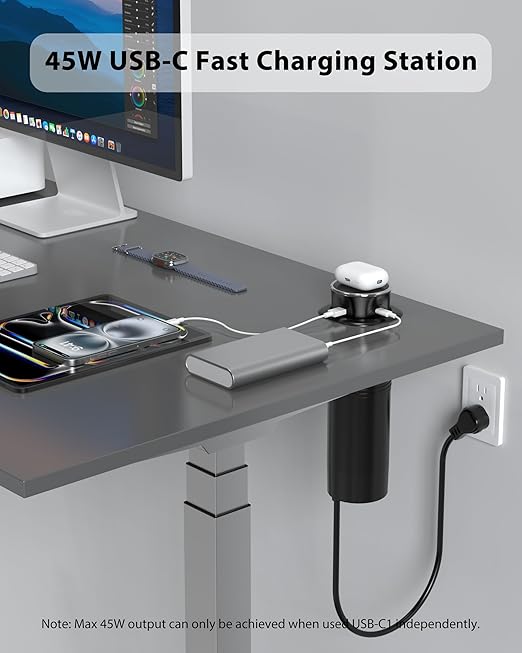 Motorized Pop Up Outlet,2 PD 45W USB C Charging Station, 3.15 in Hole Desktop Power Grommet Electrical Power Outlets Insert in 4AC 4 USB Ports 15W Wireless Charger for Kitchen Countertop