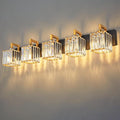 FDPBY Modern Bathroom Vanity Light 5-Lights Black Gold Crystal Wall Lamp Bathroom Modern Crystal Vanity Lighting