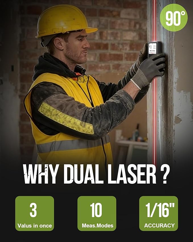 Dual Bilateral Laser Distance Measuring Tool Sturdy Aluminum Casing Laser Tape Measure Distance Measuring Wheel