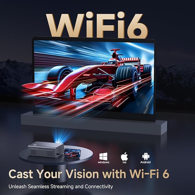 4K Projector with Built-in Apps, 1500ANSI Auto Focus&6D Keystone Dolby Audio Kogata Smart Projector with WiFi 6 Bluetooth Outdoor Movie Proyector for Home Theater HDR10+ UPGRADE