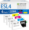 FILLINK ESL4 Ink cartridges 220ml Compatible for Roland Eco-Sol MAX2 MAX 2 ESL4 Ink Cartridge for RF-640 VS-300i VS-540i VS-640i XF-640 XR-640 Printer (1BK,1C,1M,1Y-4pk 220ml)