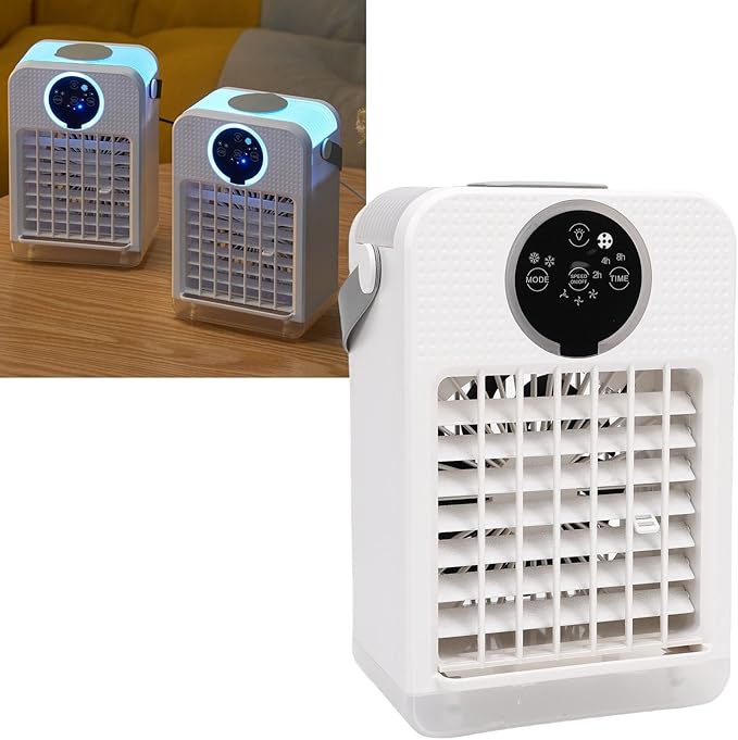 Marhynchus 4 in 1 Portable Air Conditioner, 700ML Evaporative Cooler with 3 Speeds 7 Colors Light 2-8h Timer for Room Office Car Camping