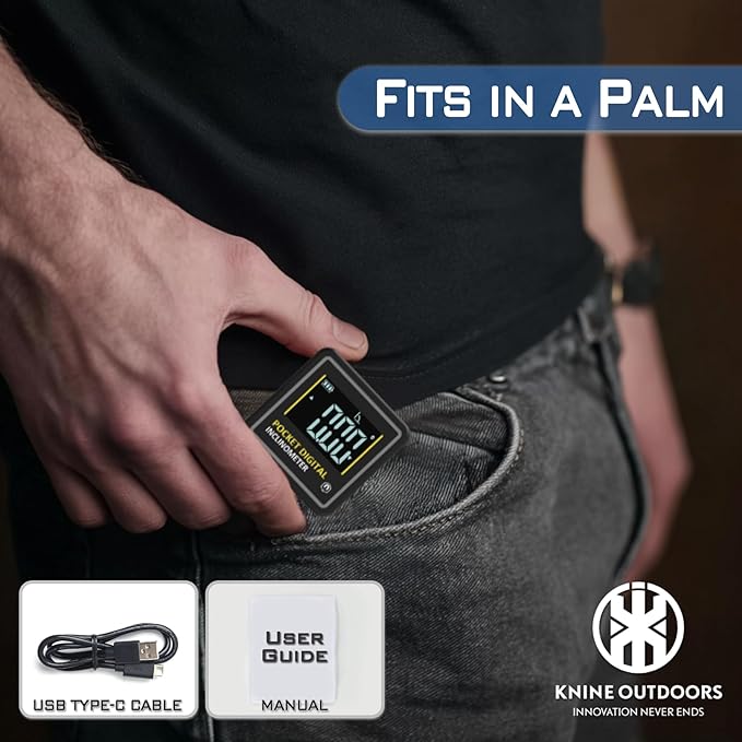 KNINE OUTDOORS Mini Digital Angle Finder 4-side Strong Magnetic Angle Gauge, Table Saw Miter Protractor, Woodworking Measuring Tool, Level Box for Hanging (2 Pack, Plastic, Small Size)