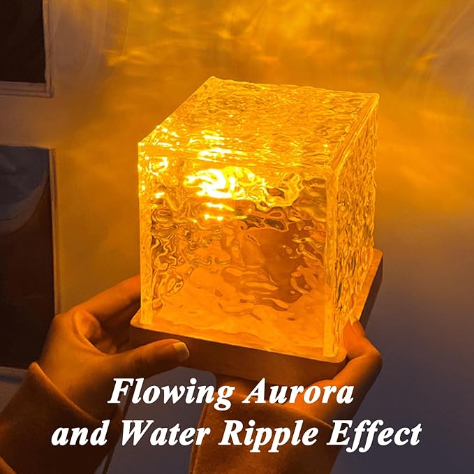 citosisk Aurora Borealis Night Light Projector, Aurora Dreamscape Projector, Magical Northern Lights for Your Room, 3/16 Colors Ambient Dynamic Wave Cube Lamp with Remote (3 Colors Plug-in, Wood)