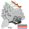 UL Listed 10Pcs Miniature Din Rail Relay 24V Black 24VDC ans 24VAC, 6Amp SPDT with LED Indicator, Socket Base, Jumper, Fixing Clip, Separator
