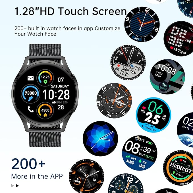 Smart Watch for Men Women Fitness: Waterproof Make/Answer Call Smart Watches for Men Digital Mens Watches Running Step Tracker Smartwatch Android Phones iPhone Samsung Compatible Heart Rate Monitor