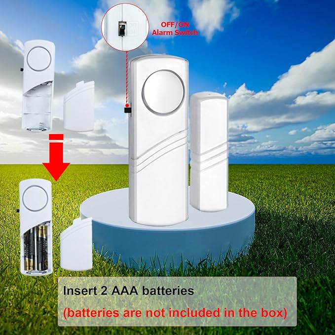 Security Door Window Alarm, 90DB Wireless Sensor Door Window Burglar Alarm, Door Alarms for Kids Safety, Easy Installation Doorbell Alarms for Office House Window Pool (6 Pack)