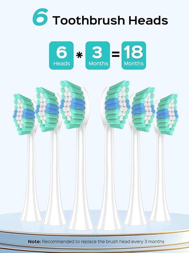 COSLUS Sonic Electric Toothbrush for Kids & Adults: 47000 VPM for Deep Cleaning & Whitening with Travel Case - 5 Modes for Sensitive Teeth & Braces, Wireless Charging, 6 Brush Heads, White (1PC)