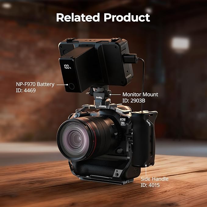 SmallRig R5 Mark II with Battery Grip BG-R20 Camera Cage for Canon, Three-Point Locking Full-Cage with Cold Shoe Mount, Quick Release Plate for Arca for Stabilizer and Tripod Shooting - 5623