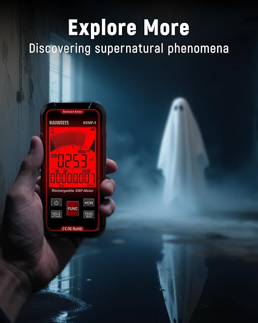 KAIWEETS EMF Detector, 3-in-1 Handheld EMF Meter Detects EF, RF, MF, WiFi Signal, Rechargeable Radiation Detector with 3 Color Backlight and Sound Alarm, Suitable for Home, Office, Ghost Hunting
