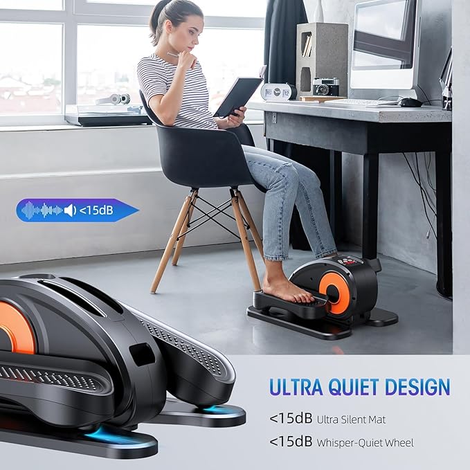 GUGTTR Under Desk Elliptical Machine, Electric Elliptical Leg Exerciser for Seniors Fully Assembled, Quiet & Portable Electric Seated Pedal Exerciser with Remote Control & 12 Adjustable Speeds