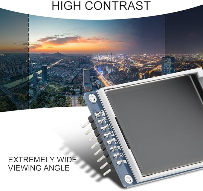 Bewinner 1.8inch LCD Display Module, TFT Screen Module 128 x 160 Resolution Onboard Driver ST7735 SPI Interface, Full-Color LCD Screen Display Controller Module