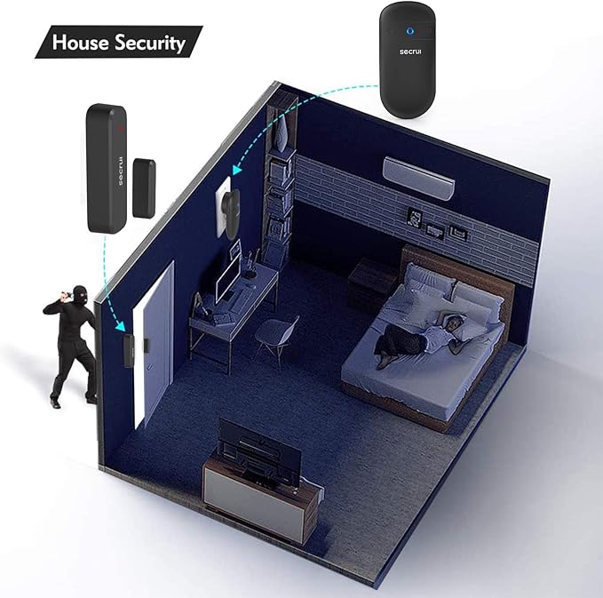 SECRUI Door Chime, Door Sensor Chime with Adjustable Volume, Easy Installation, 400ft Range, 52 Chimes, M508+D7 Door Open Chime for Business/Home When Entering, Black