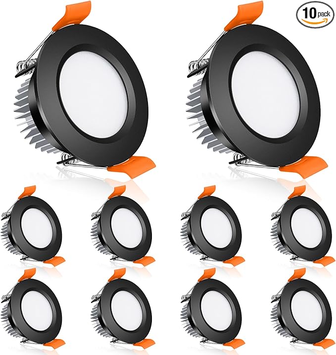 inShareplus 2 Inch LED Recessed Lighting, Black Downlight Dimmable 3W (35W Equivalent), 5000K Daylight White, CRI80, Recessed Light Fixtures with LED Driver (10 Pack)