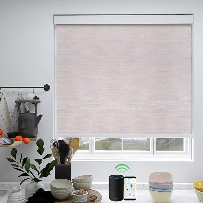 ZSHINE Motorized Blackout Roller Blinds Customize Width Remote Control Wireless and Rechargeable Roller Shades for, Home, Office, Hotel,Restaurant and Cinema(82067A)