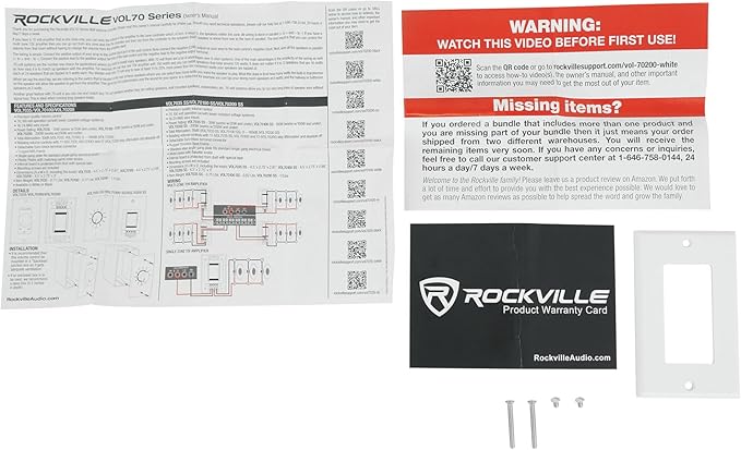 Rockville VOL70200 White 200W 70V/100V Volume Control Zone Controller, Single-Gang Wall Plate, Detachable Euro-Block Terminals, 12-Step Attenuation, for Commercial Audio Systems