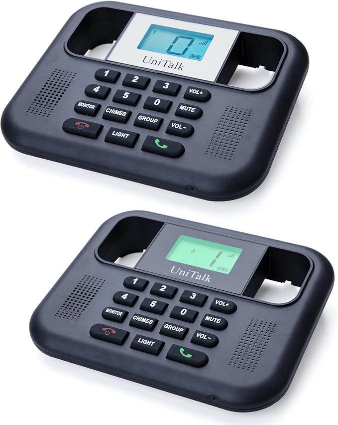UniTalk Wireless Intercoms for Home & Office, Two-Way Real-time Full-Duplex Voice System with Offline Voice Control,Group Call & Monitor Function, Clear Sound, Long Range Up to 1/4 Mile (UT-001-1F1P)