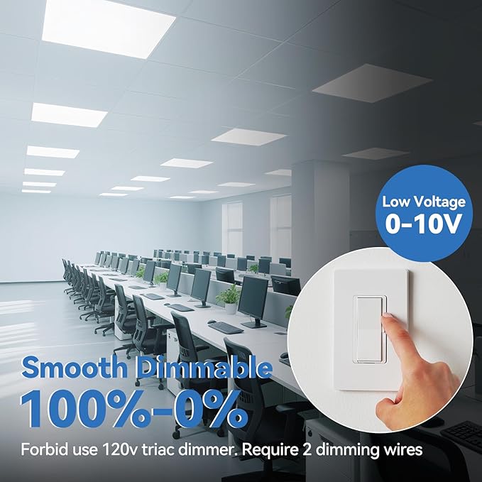 CycevSun 24-Pack 2x2 LED Flat Panel Light - Drop Ceiling, 30/40/50W Selectable, Up to 5500LM, 4CCT 3000K/4000K/5000K/6000K, 0-10V Dimmable, 100-277V, ETL Listed