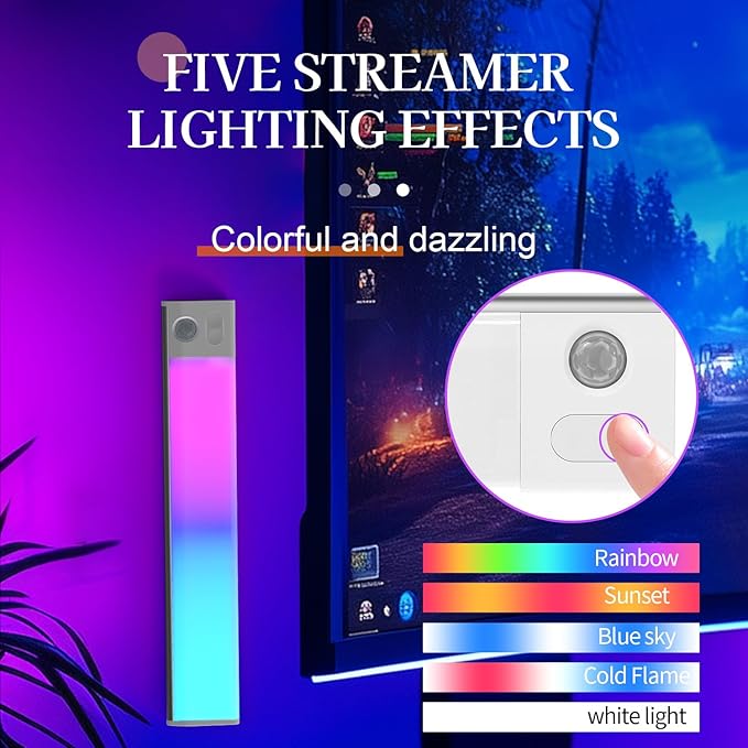 ZSYZDL Under Cabinet Lights, Motion Sensor Light Indoor,Motion Sensor Night Light,White LED Under Counter Fixture, 7-Color Ambient Lighting, Glow lamp,Auto On/Off,Wall Sconce for Bedroom,Staircase