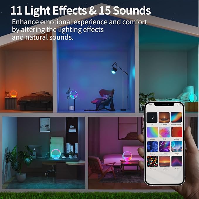 MOMILLA Smart Sunrise Alarm Clock with Wireless Charging, Wake up Light w/Bluetooth Speaker, Compatible with Airpods/iPhone, APP Control White Noise Sound Machine, Alarm Clocks for Bedrooms Adults