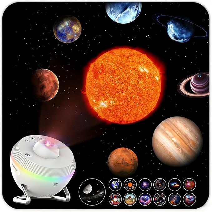 Galaxy Projector for Bedroom, 13 in 1 Planetarium Projector with Meteor, LED Space Galaxy Lamp, Night Lights Room Decor for Kids Adults Birthdays Gifts - White