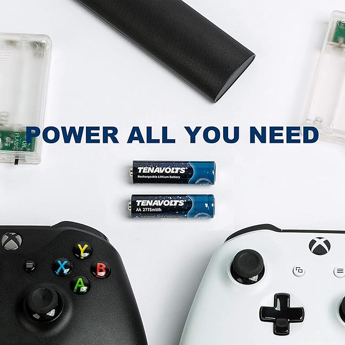 TENAVOLTS 1.5V Lithium Rechargeable AA Batteries, AA Battery for Xbox Controller, AA Rechargeable Batteries for Blink Camera with USB Cable Type C Port, 1.8 Hour Fast Charging, 4 Count with Charger