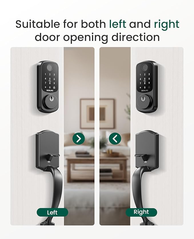 DESLOC B200 Keyless Entry Door Lock with Handle Set, Smart Locks for Front Door, Deadbolt Smart Lock, Front Door Locks Set, Electronic keypad Deadbolt with Handle, 12 Months Battery, IP54