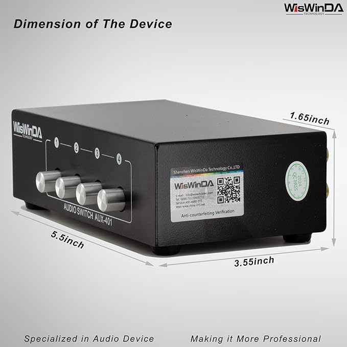 4-in 1-Out RCA 3.5mm AuxAudio Switch Box Audio Converter 4 Channels 1-in 4-Out Passive Audio Selector Switcher Box Connectors (RCA+AUX 4IN-1OUT/1IN-4OUT)