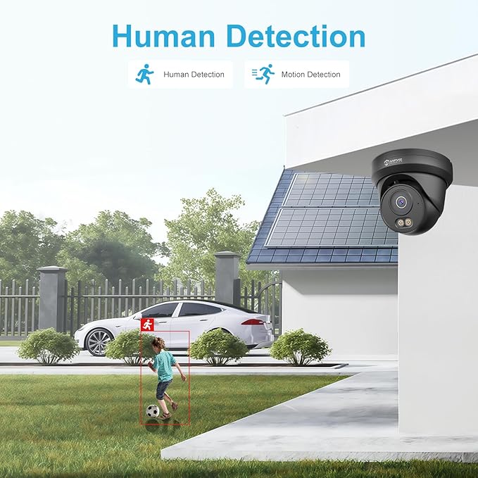 Anpviz 4MP PoE Camera Black, Full Metal Turret Security IP Camera Outdoor Indoor, Smart Dual Light Color Night Vision, AI Human Motion Detection, Built-in Mic, 2.8mm Lens, NDAA