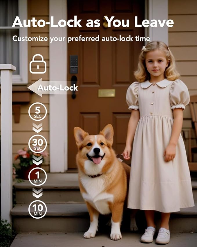 Devo G5 Smart Locks for Front Door, Keyless Entry Door Lock, Deadbolt Smart Lock, App Control, Built-in Wi-Fi, Touchscreen Keypad, 8 Months Battery, IP54 Waterproof, Auto Lock, Easy Installation