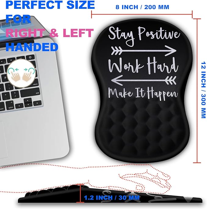 KUOSGM Mouse Pad Wrist Support, Ergonomic Mouse Pad with Massage Dot, Comfortable Computer Mouse Pad for Laptop, Wrist Rest Pain Relief Mousepad with Non-Slip PU Base for Office & Home, 12 x 8 in