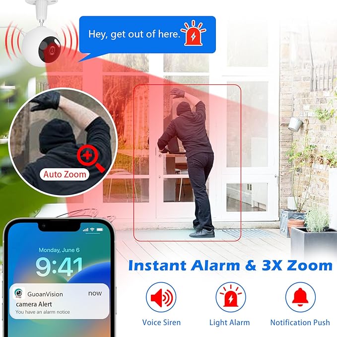 GUOANVISION 5G/2.4G Indoor/Outdoor Security Camera for Baby Monitor, 3MP Pet Camera for Dog/Cat/Nanny/Baby/Elder, IP66 Waterproof, 3 Night Vision, 24/7 SD Recording, SD/Cloud -2Pack