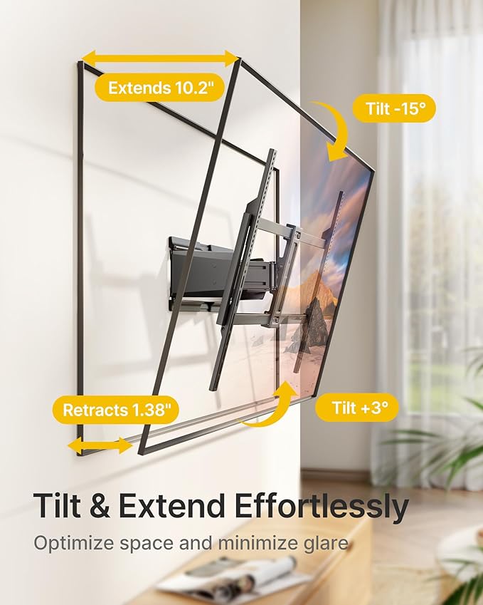 monTEK Heavy Duty Ultra Slim TV Wall Mount for 50-100 Inch TVs Up to 185lbs, Swivel & Tilt & Extension Wall Mount TV Bracket with Articulating Dual Arms, Low Profile Full Motion tv Mount