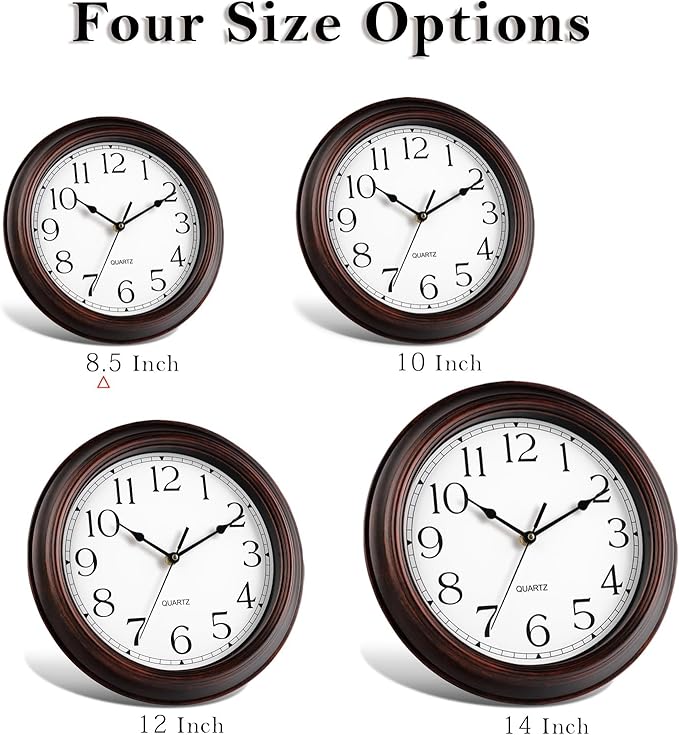 KECYET Wall Clocks Battery Operated Silent Non-Ticking Wall Clock 8.5 Inch Small Vintage Retro Rustic Style Decorative for Kitchen Living Room Home Office (Bronze)