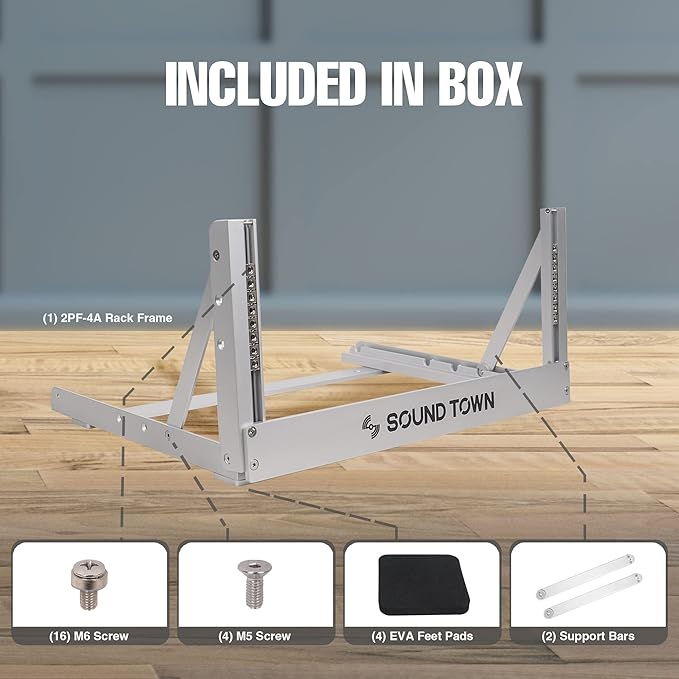 Sound Town 4U Aluminum 2-Post Desktop Open-Frame Rack, Angle Adjustable, for Audio/Video, Network Switches, Routers, Patch Panels (2PF-4A)