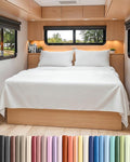 RV Short Queen Sheet Set 60 X 75 - 4 Piece RV Short Queen Bed Sheets - Ultra Soft, Breathable & Cooling - Designed for Bunks, Trailers & Camper - Fits 8” to 12" Mattress - Hotel Luxury Bedding - White