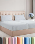 Split King Size 5 Piece Sheet Set - Comfy Breathable & Cooling Bed Sheets Set - Hotel Luxury Bedding for Women, Men, Kids, Teens, Boys & Girls - Deep Pockets & Wrinkle Free - Oeko-Tex - Blue Stripes 2