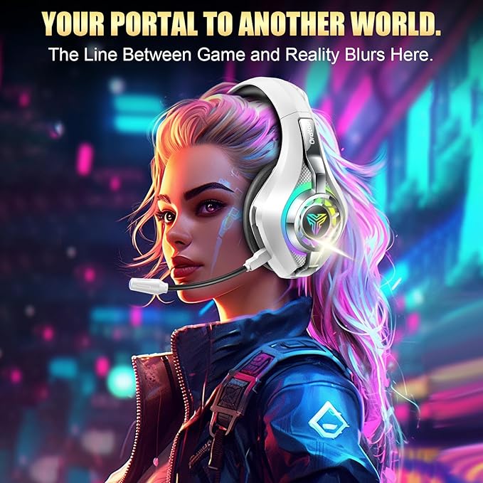 Ordtop 2.4GHz Wireless Gaming Headsets for PS5/PS4/Switch, 2026 RGB Noise Cancelling Over-Ear Headphones with 7.1 Surround Sound, 40mm Drivers, 276g Ultraligero, Memory Foam, 45H Gaming Headphones