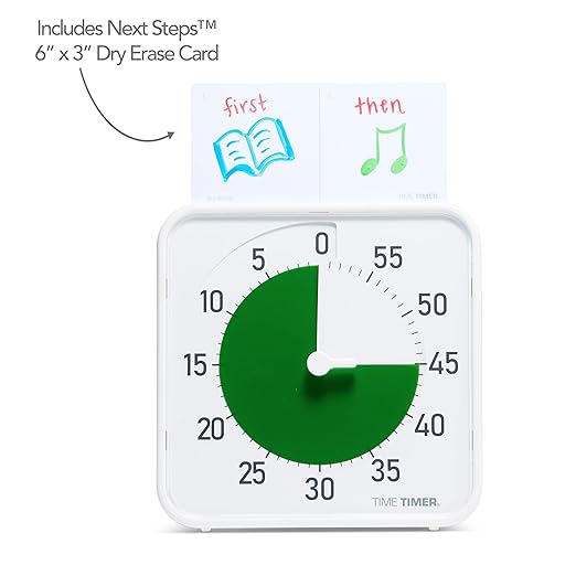 Time Timer Original 8" Visual Countdown Timer – Medium 60-Minute Silent Classroom Visual Timer for SEL, Emotional Regulation, Focus, Calm Transitions, ADHD, Autism – (Green & White)