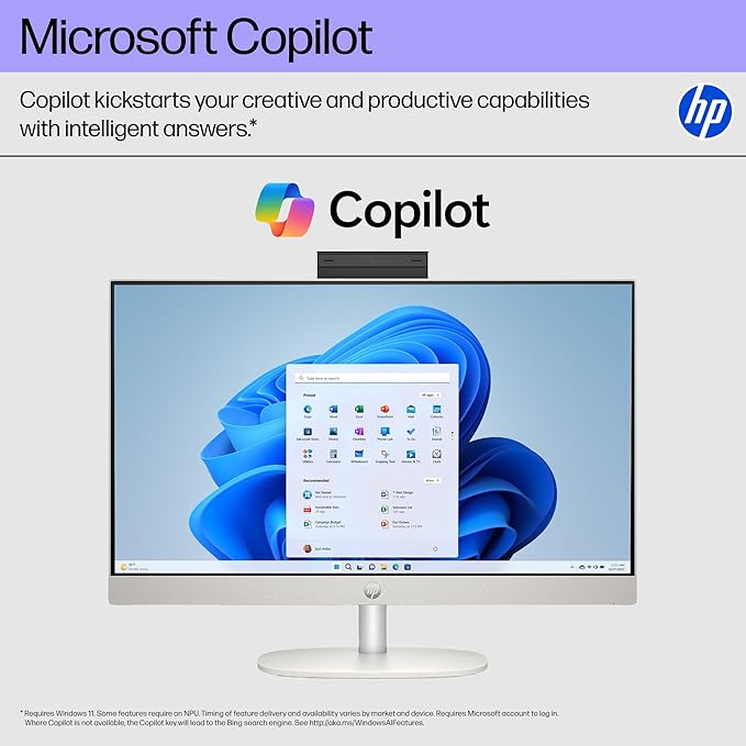 HP 27" FHD Touchscreen All-in-One Desktop Computer, 16GB DDR5 RAM 512GB SSD Storage, Quad-Cores Ryzen 5 7520U Processor, WiFi6, Wireless Keyboard & Mouse, Windows 11