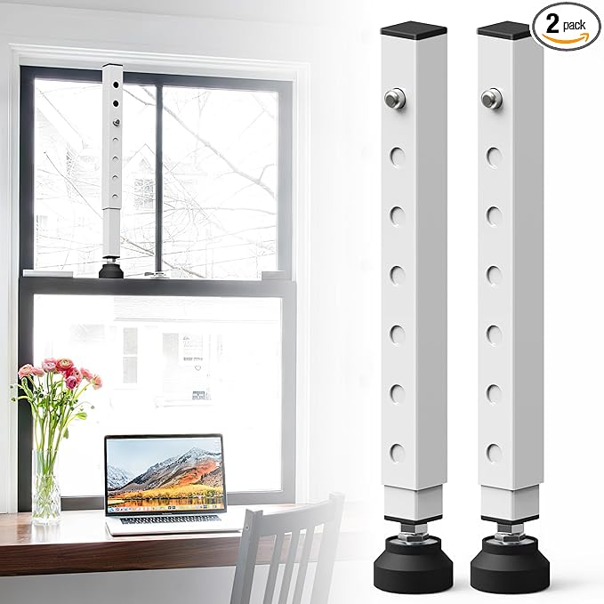 Gadgetzan 2 Pack Window Security Bars Adjustable 11"-18",Portable Short Sliding Window Lock Bar for Child Safety/Anti-Theft,Window safety lock with Rubber Base for Vertical and Horizontal Window-White