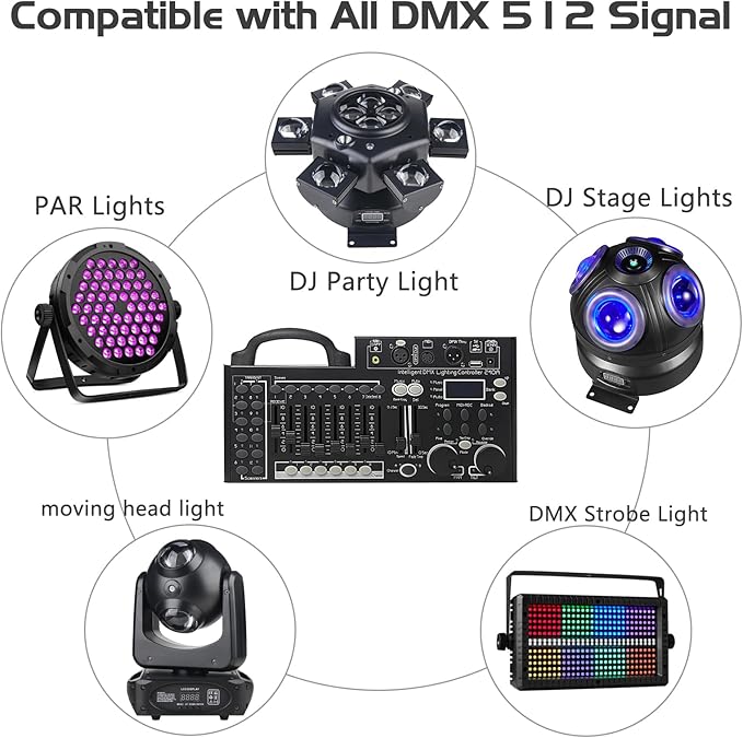 DMX Lighting Console, 240 Channels DMX 512 Controller for dj Lights, Equipped with USB Data Backup Function Black