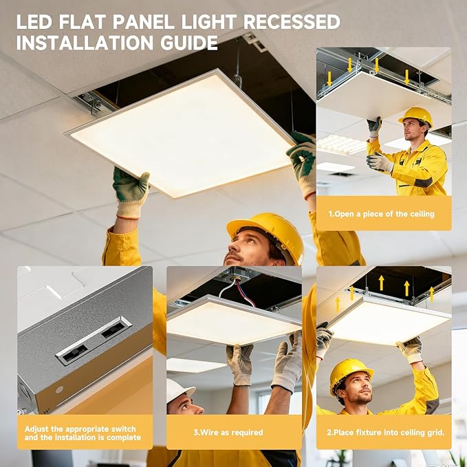 2 Pack 1x4 LED Flat Panel Light Drop Ceiling Office Fixture,Surface Mount Drop Ceiling Fixture,5040LM, 20W/25W/30W/35W/40W Selectable,3000K/3500K/4000K/5000K/6500K 5CCT,Dimmable (0-10V),ETL Listed