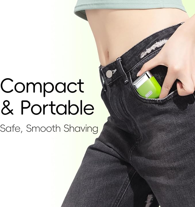 yoose Electric Razors for Women, IPX7 Alloy Body Bikini Trimmer for Women (USB-C, Trimmer Comb, Multi Shaving Modes), Portable Size, Cyber Green