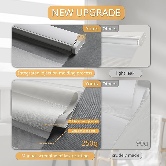 MUSCLEAREA Motorized Blinds with Remote, Cordless Automatic Zebra Shades, Smart Blind for Windows, Grey, 48 x 72