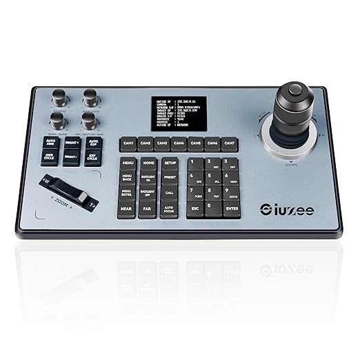 iuZee PTZ Camera Controller 4D Joystick PoE IP PTZ Keyboard with Controller 2.8" LCD Screen, Support VISCA PELCO-P PELCO-D RS422 RS485 RS232 RJ45, for Live Streaming Meeting/Church Service/Education